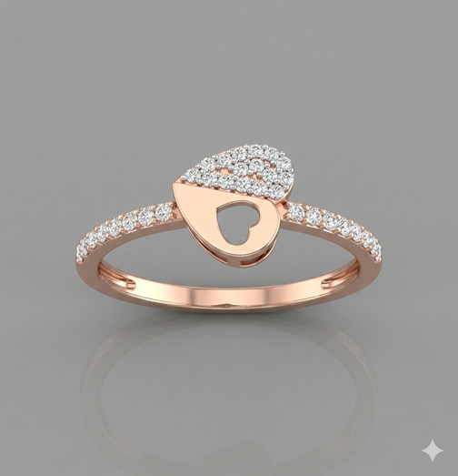 Glistering Geometric Ring With Diamonds
